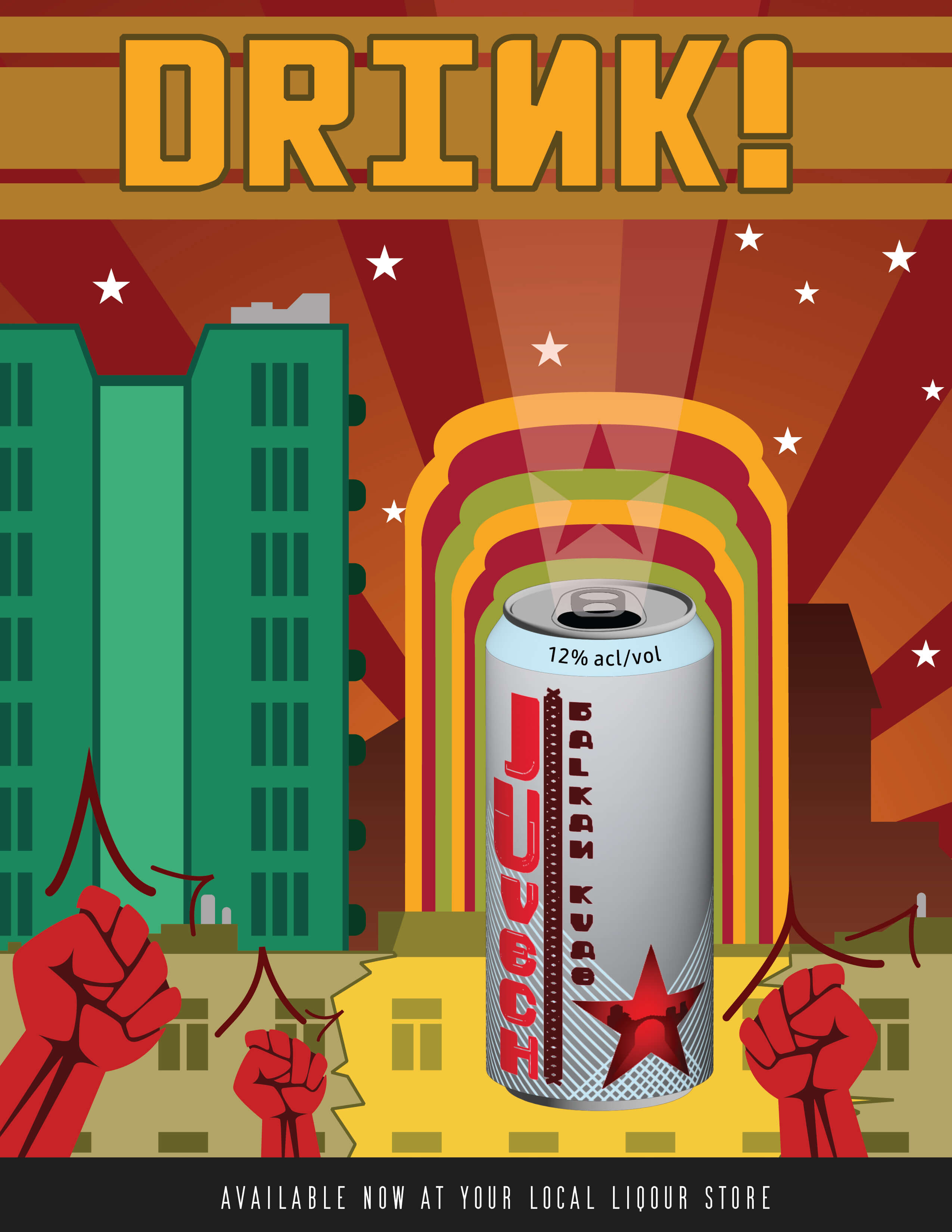 A drink poster promoting a fictional drink called Juvech